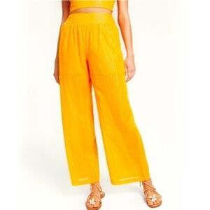 Yellow Wide Leg Pull On Pants 2X